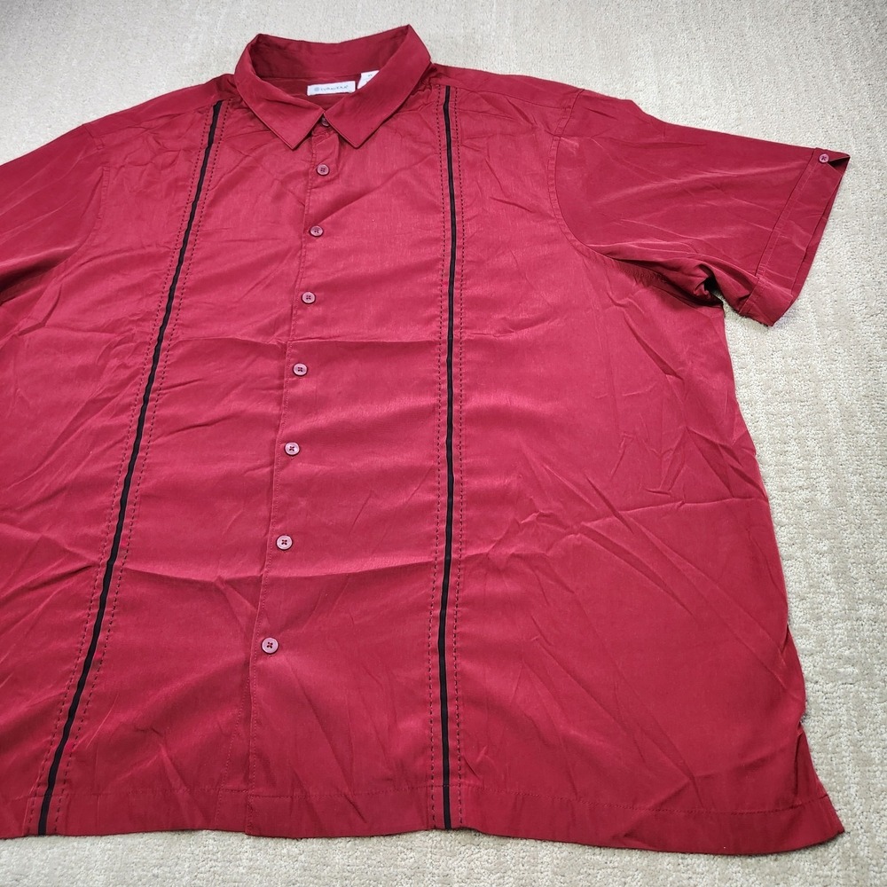 Guayabera Shirt Men 4XL Cubavera Rayon Blend Embroidered Red Button Up